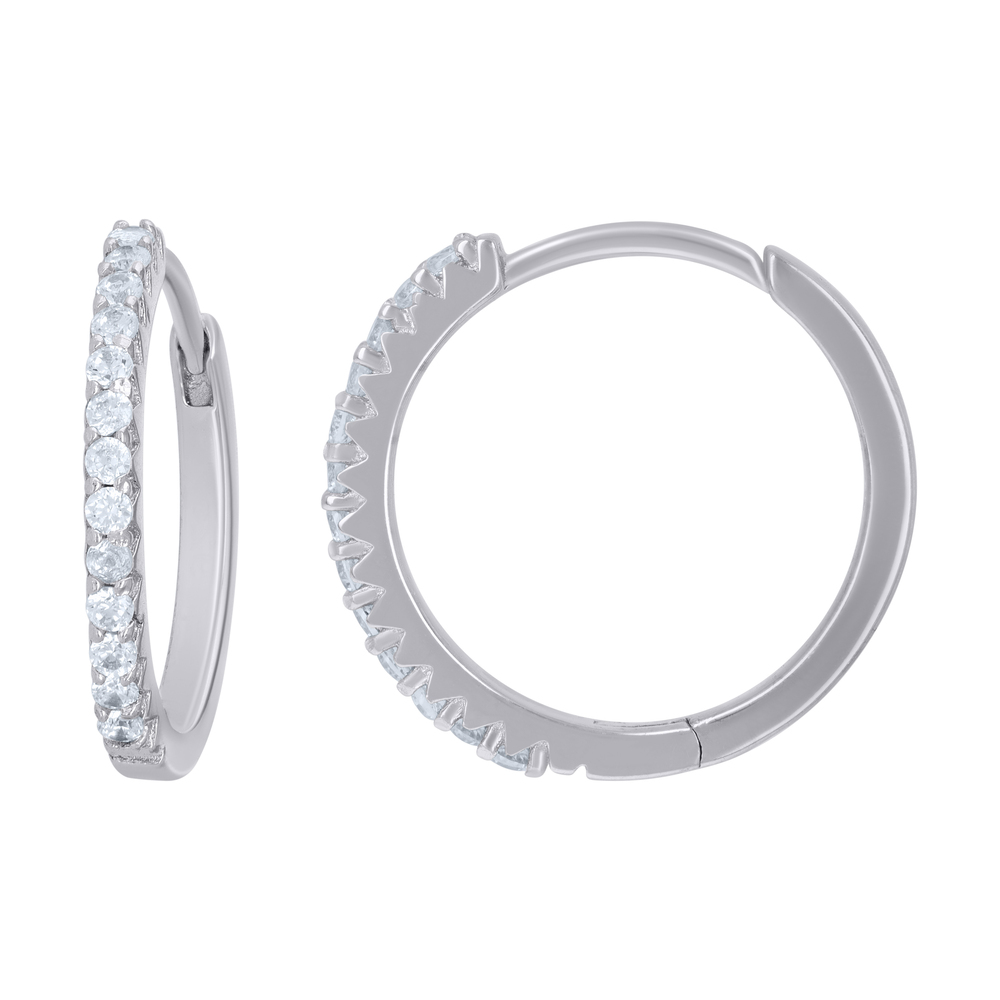 925 Sterling Silver Womens Cubic-Zirconia Single Row Endless Hoop Earrings